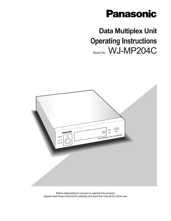Panasonic WJ-MP204C User Guide - Page 1