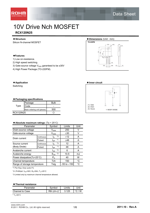 ROHM RCX120N25 User Guide - Page 1