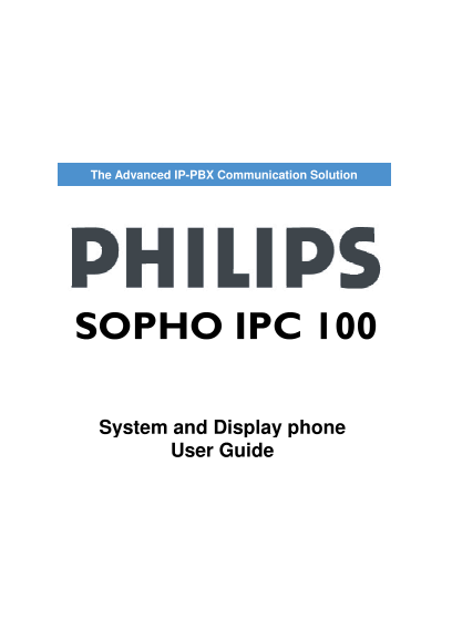 PHILIPS SOPHO IPC 100 User's Manual - Page 1
