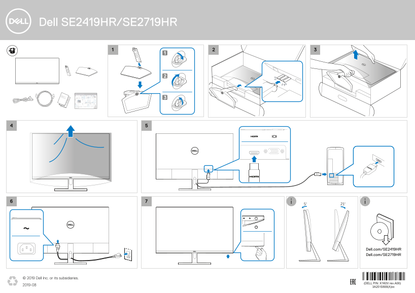 Dell SE2419HR Monitor Quick User Guide - Page 1