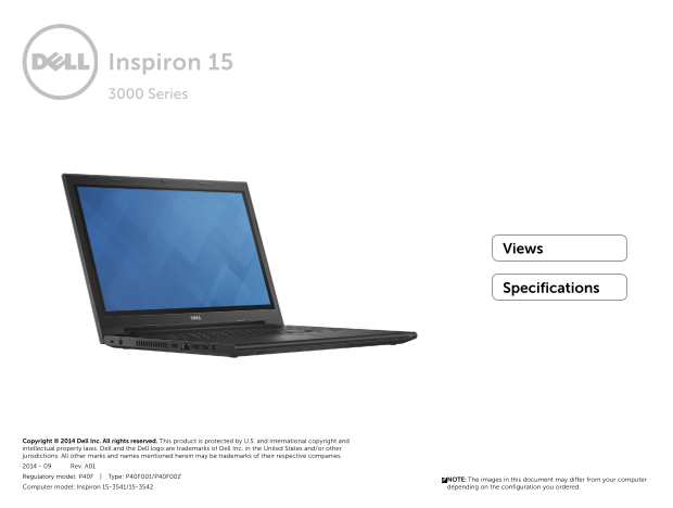 Dell Inspiron 15 3542 Specifications - Page 1