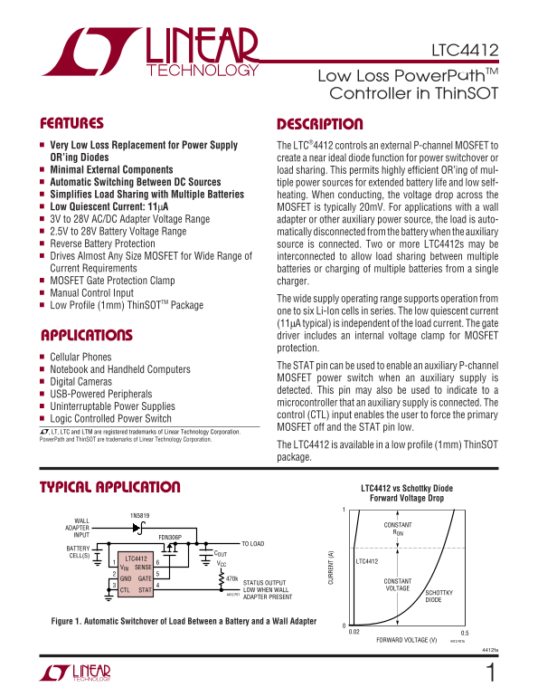 LINEAR TECHNOLOGY LTC4412 User's Manual - Page 1