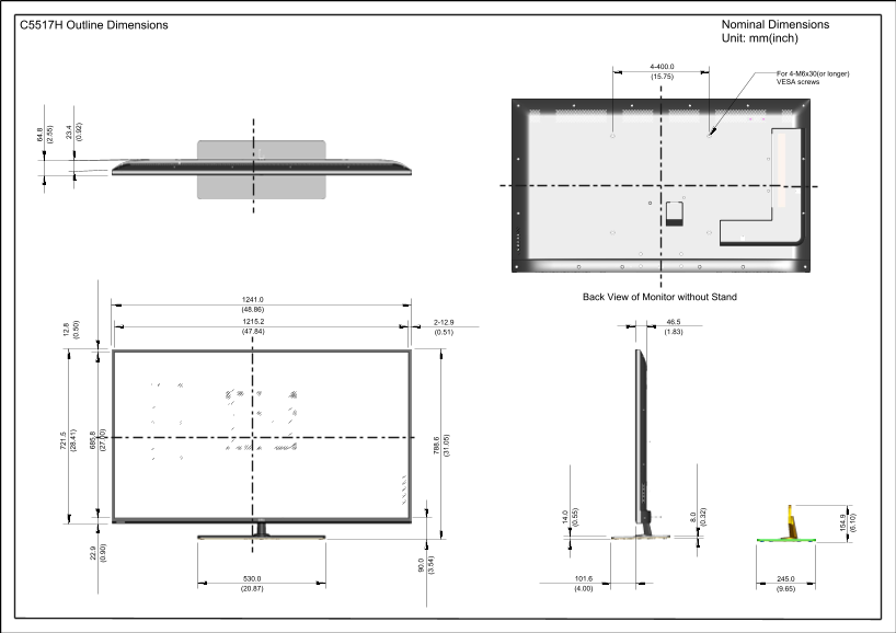 Dell C5517H Monitor Outline Drawing Owner's Manual - Page 1