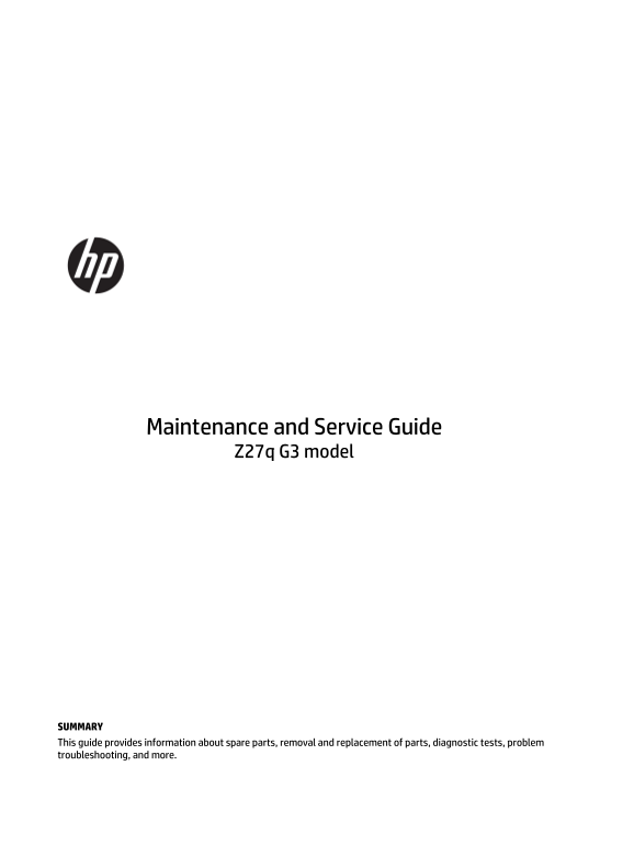 HP Z27q G3 QHD Display Maintenance and Service Guide - Page 1