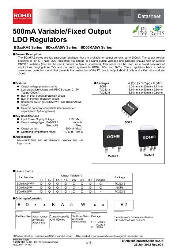 ROHM BD25KA5WFP Data Sheet - Page 1