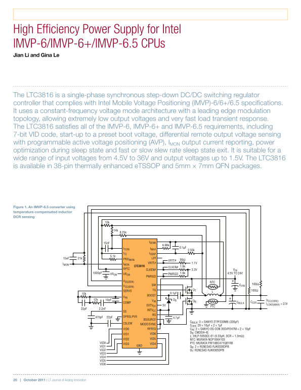 Linear Design Features: LTC3816 - Jian Li's Journal (LTJournal-V21N3-04-df-LTC3816) - Page 1