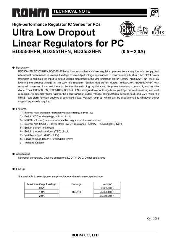 ROHM BD3550HFN Data Sheet - Page 1