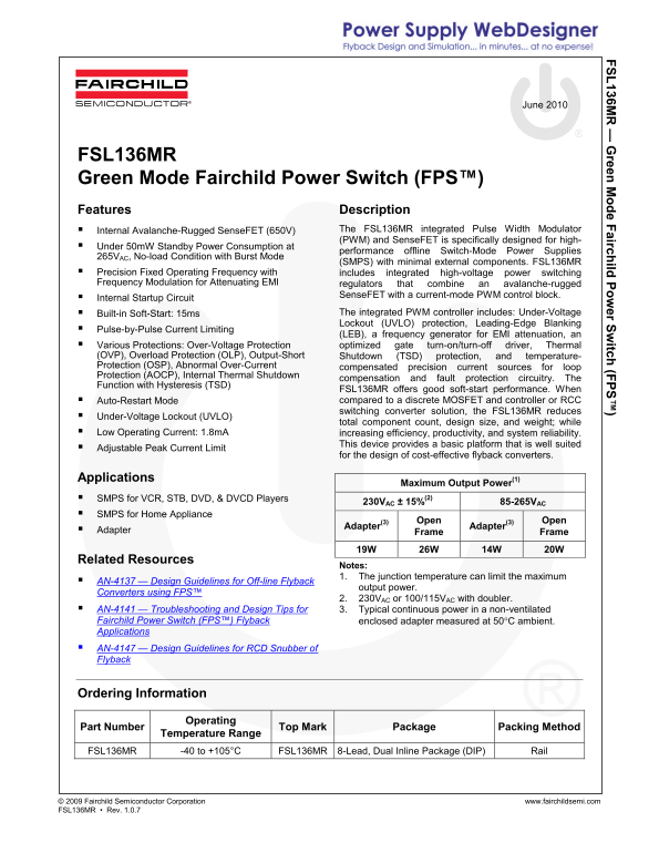 Fairchild FSL136MR Specifications Guide - Page 1