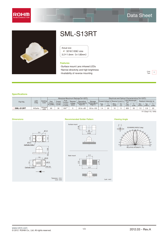 ROHM SML-S13RT Data Sheet - Page 1