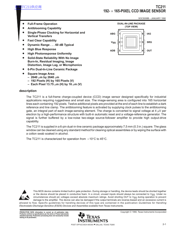 Texas Instruments TC211 Data Manual - Page 1
