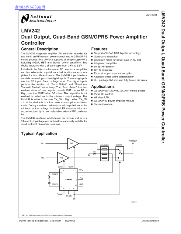 National LMV242 Data Sheet - Page 1