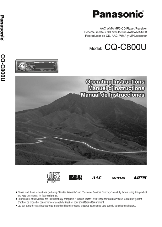 Panasonic CQ-C800U User's Manual - Page 1