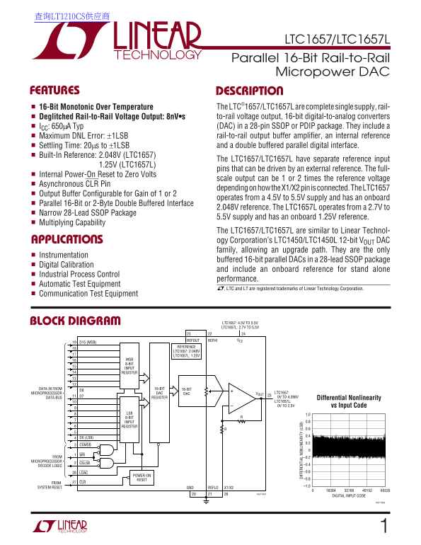 LINEAR LTC1657 Data Sheet LTC1657L Specifications Manual - Page 1