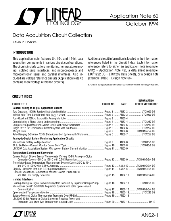 LINEAR Data Acquisition Circuit Collection Application Note 62 - Page 1