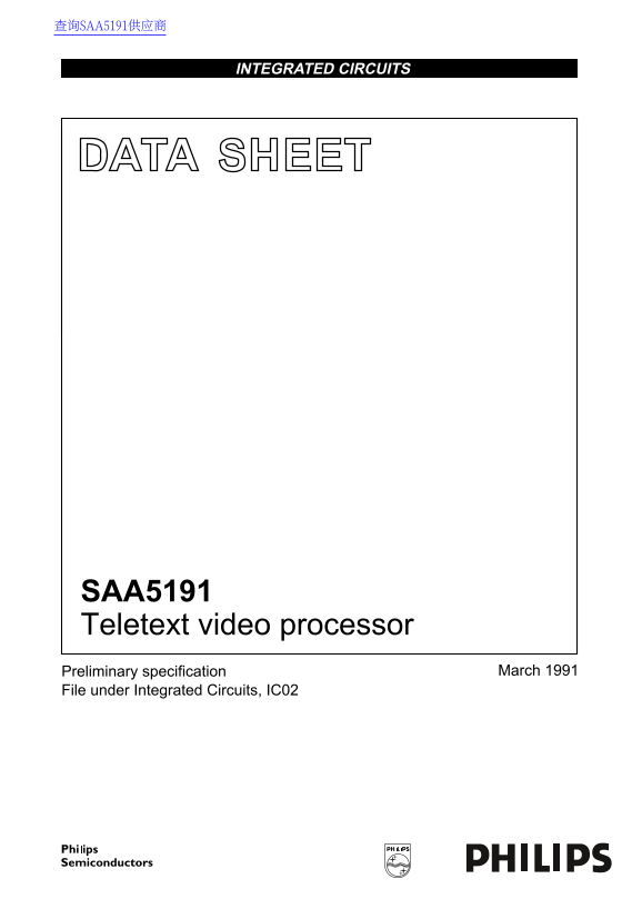 Philips SAA5191 Data Sheet - Page 1