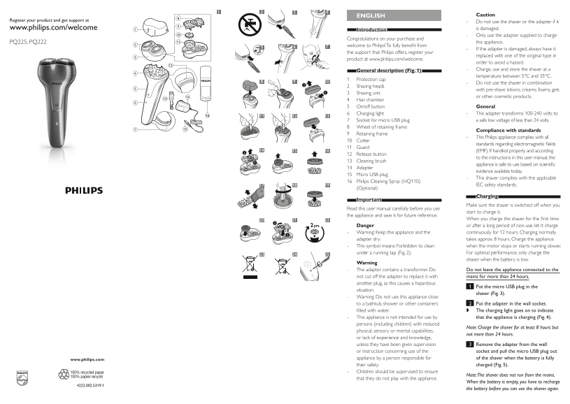Philips PQ225, PQ222 User Guide (English) - Page 1