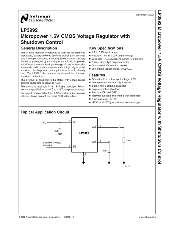NATIONAL SEMICONDUCTOR LP3992 User Guide - Page 1