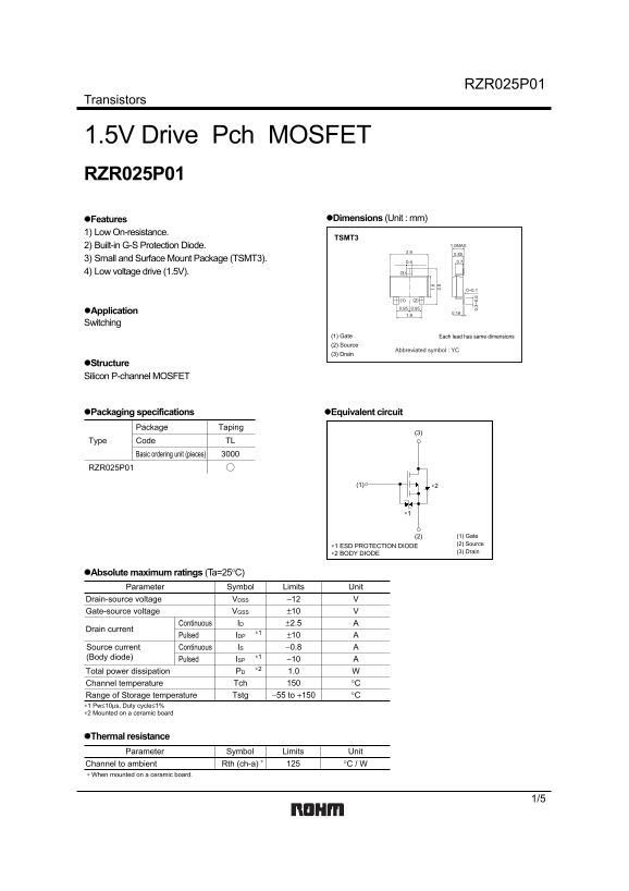 ROHM RZR025P01 User Guide - Page 1