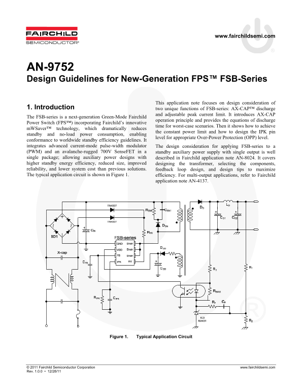 Fairchild Design Guidelines for New-Generation FPS FSB-Series Data Handbook - Page 1
