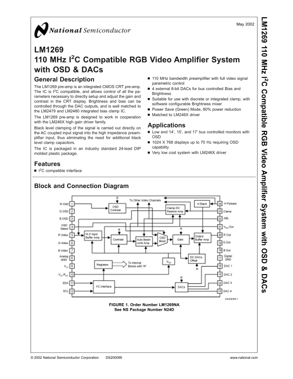 NATIONAL SEMICONDUCTOR LM1269 User Guide - Page 1