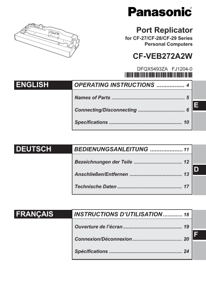 Panasonic CFVEB272A2W User Guide - Page 1
