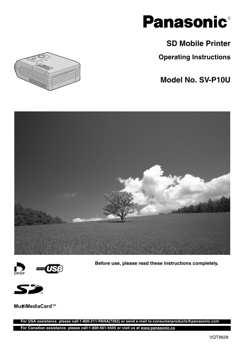 Panasonic SV-P10U SD Mobile Printer User Manual - Page 1