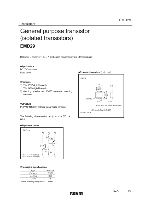 ROHM EMD29 Data Sheet - Page 1