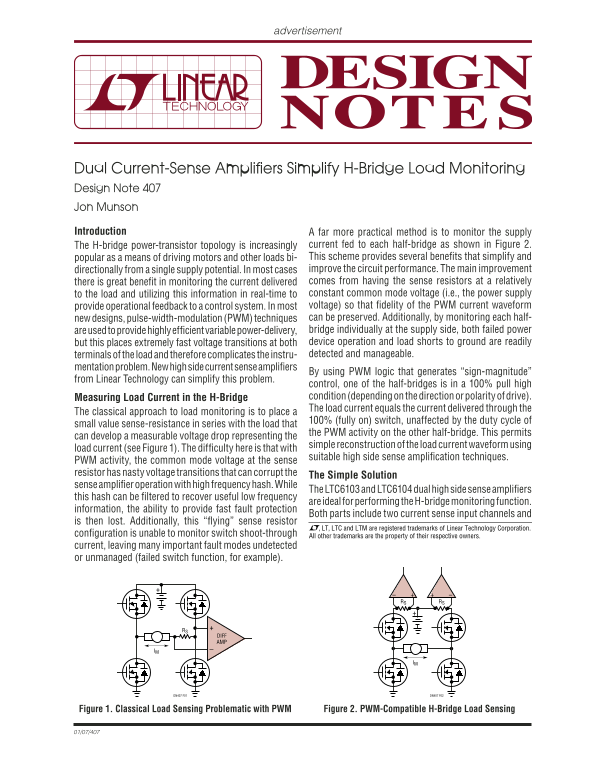 LINEAR dn407f Data Sheet - Page 1