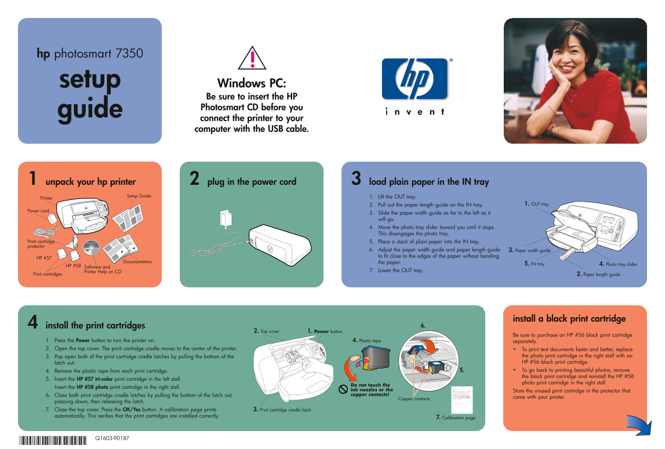 HP Photosmart 7350 and 7345 Printers - (English) Setup Guide - Page 1