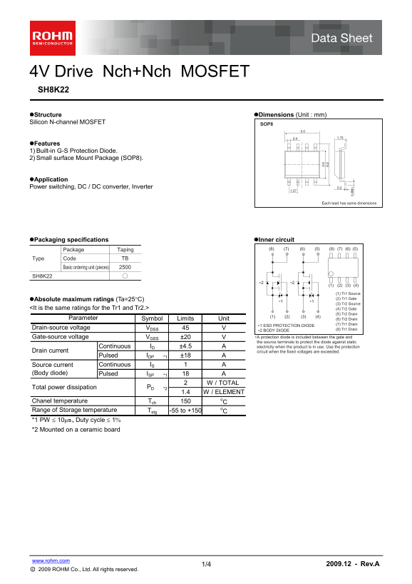 ROHM SH8K22 User Guide - Page 1