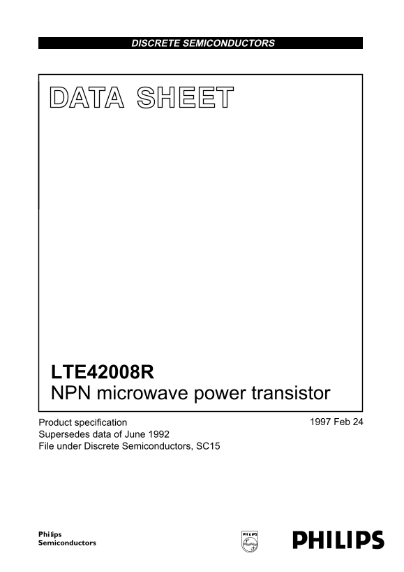 PHILIPS LTE42008R NPN Microwave Power Transistor Data Sheet - Page 1