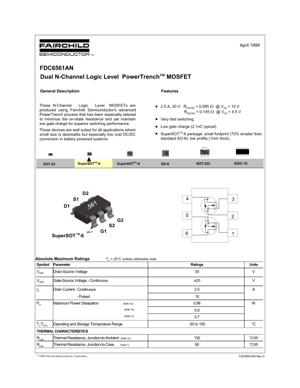 Fairchild FDC6561AN User's Manual - Page 1
