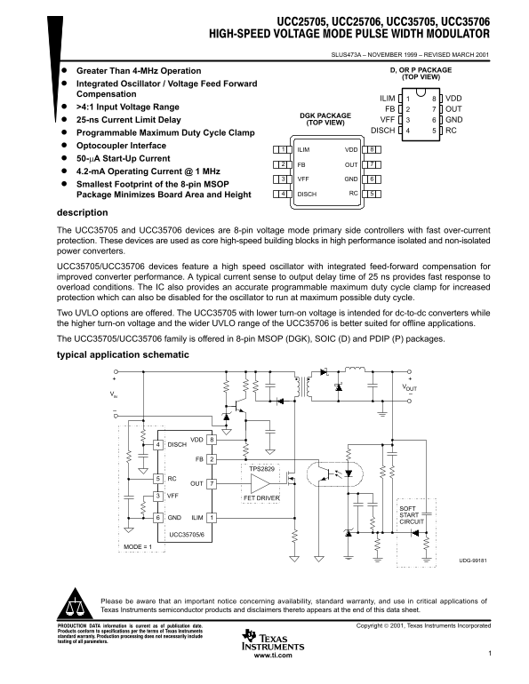 Texas Instruments UCC25705 Data Sheet - Page 1