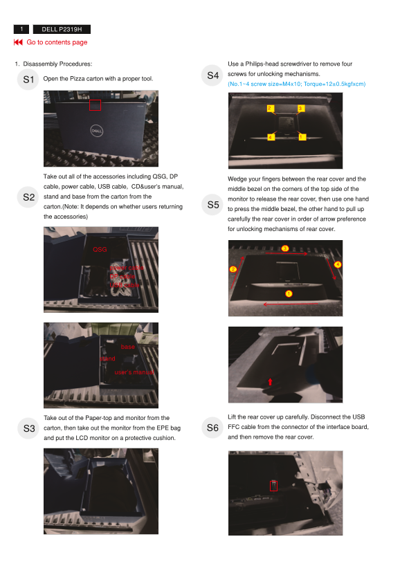Dell P2319H Monitor Teardown Instructions - Page 1