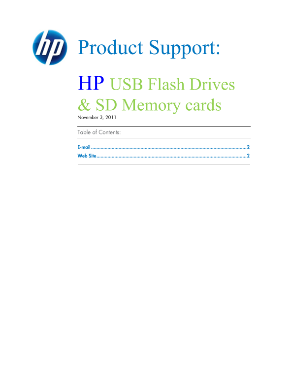 HP USB Flash SD Card - Getting Help Guide - Page 1