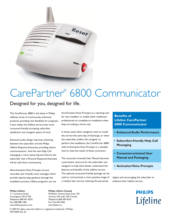 User's manual for Philips CarePartner 6800 Communicator - Page 1