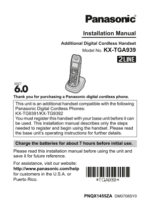Panasonic KX-TGA939 User Guide - Page 1