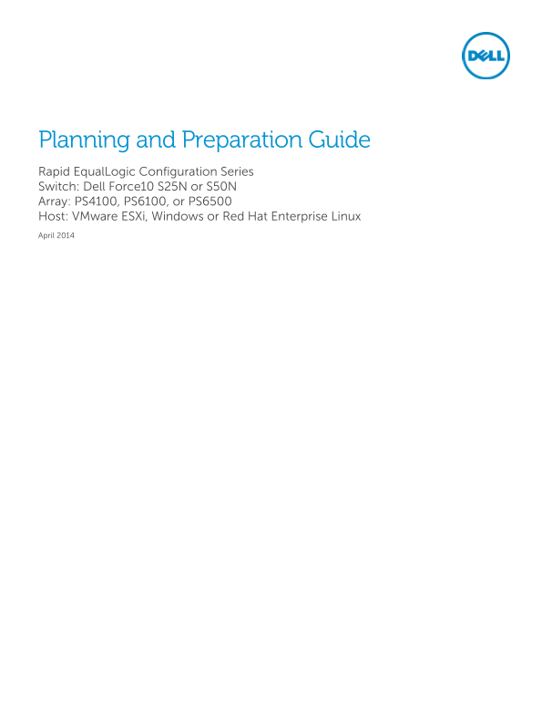 Dell Force10 S25N or S50N PS4100, PS6100, or PS6500 ESXi, Windows, or RHEL Owner's Manual - Page 1