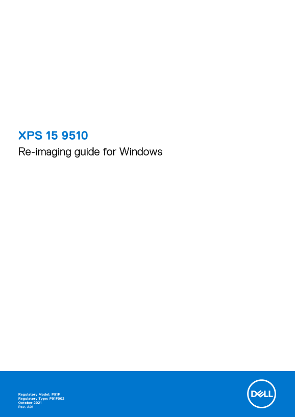Dell XPS 15 9510 Re-Imaging Guide for Windows - Page 1