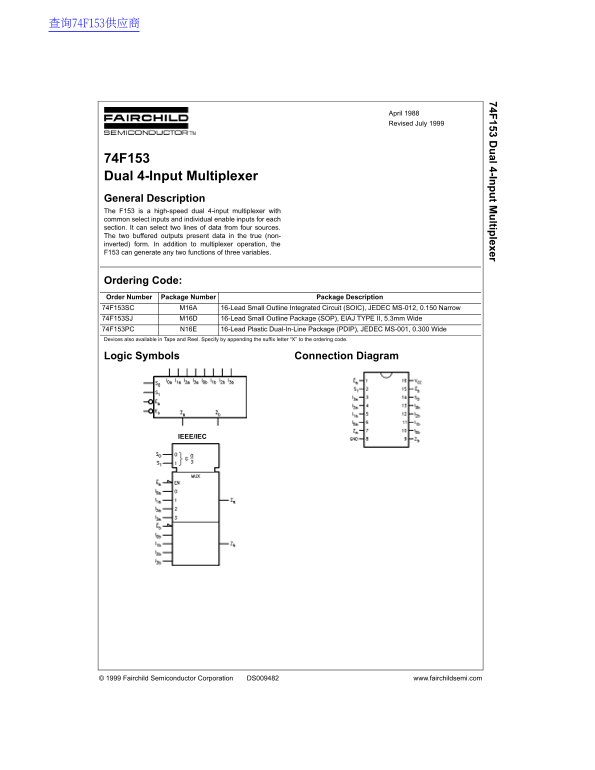 Fairchild 74F153 Data Handbook - Page 1