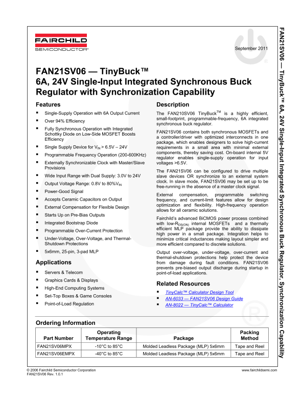 Fairchild Fan21SV06 Data Handbook - Page 1