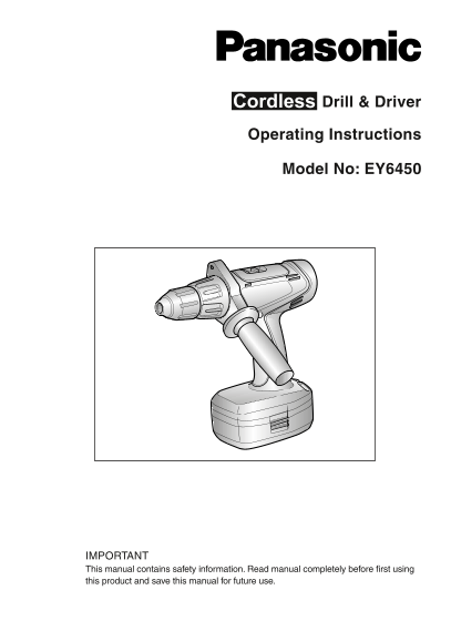 Panasonic EY6450 User's Manual - Page 1