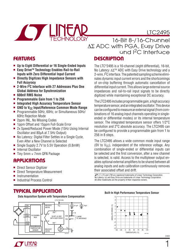 LINEAR LTC2495 Data Sheet User Manual - Page 1