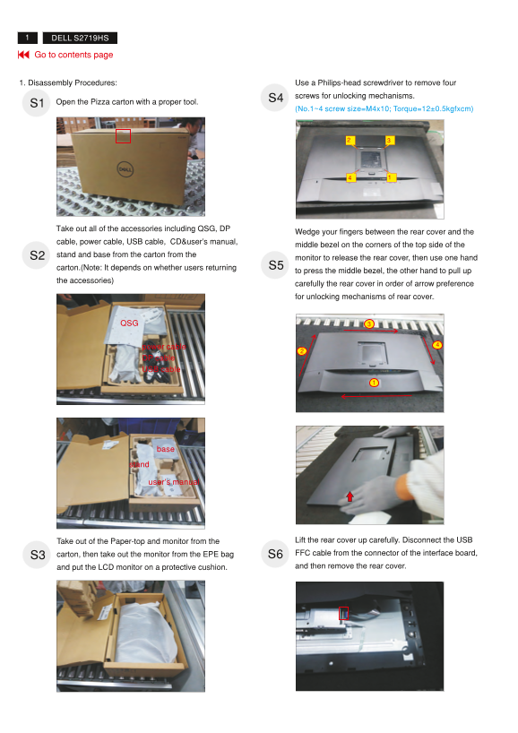 Dell S2719HS Monitor Teardown Instructions - Page 1