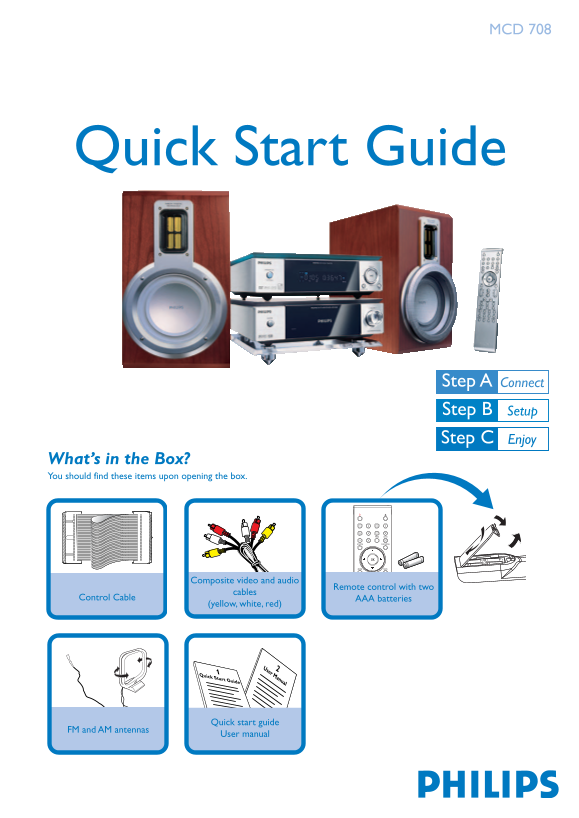PHILIPS MCD 708 Quick Start Guide - Page 1