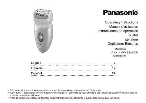 Panasonic ES-WD51 User's Manual - Page 1