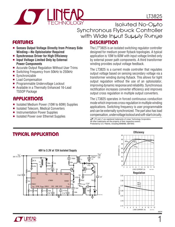 LINEAR TECHNOLOGY LT3825 Specifications and User's Guide - Page 1