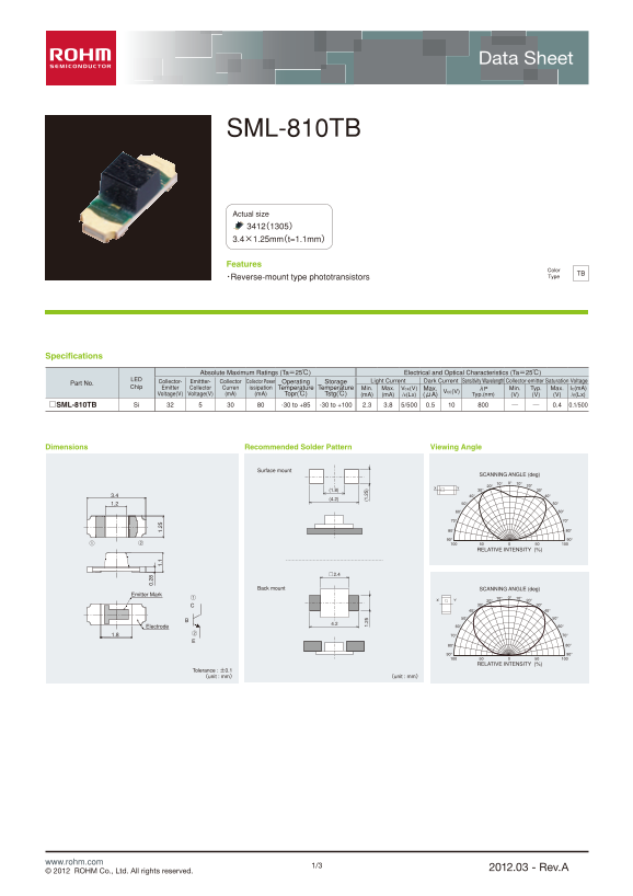 ROHM SML-810TB Data Handbook/Manual - Page 1