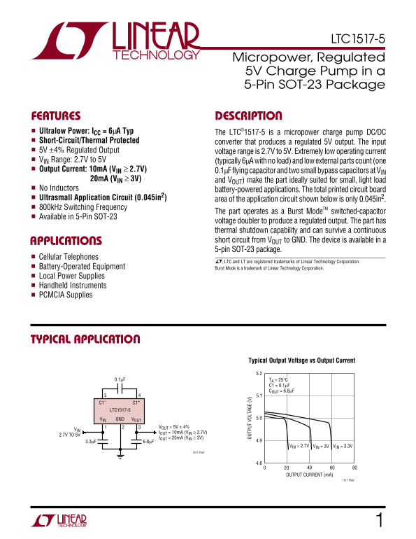 LINEAR LTC1517-5 Data Sheet - Page 1
