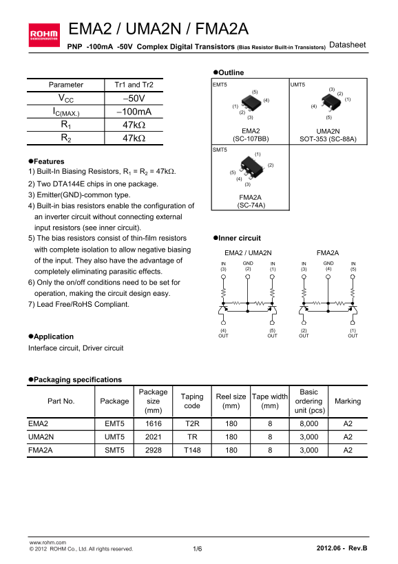 ROHM EMY1 UMY1N FMY1A Data Handbook(1)(1)User Manual - Page 1